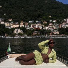 a photo of a woman's spring vacation outfit with linen set, what to wear on a spring holiday