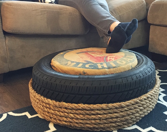 DIY Craft: Recycle an Old Tire into an Ottoman