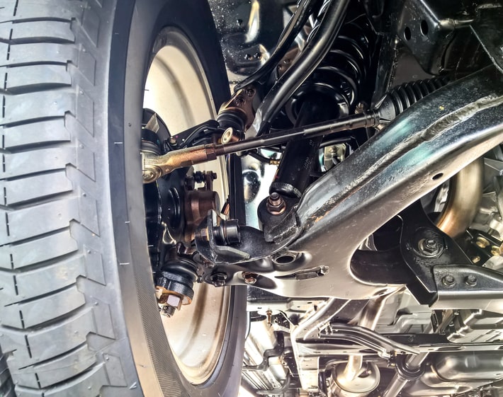 Close up of a vehicle suspension system
