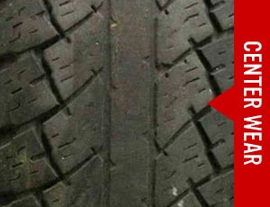 Center wear on tire