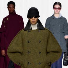 a collage of runway images from the fall/winter 2024 collections featuring the season's top coat trends